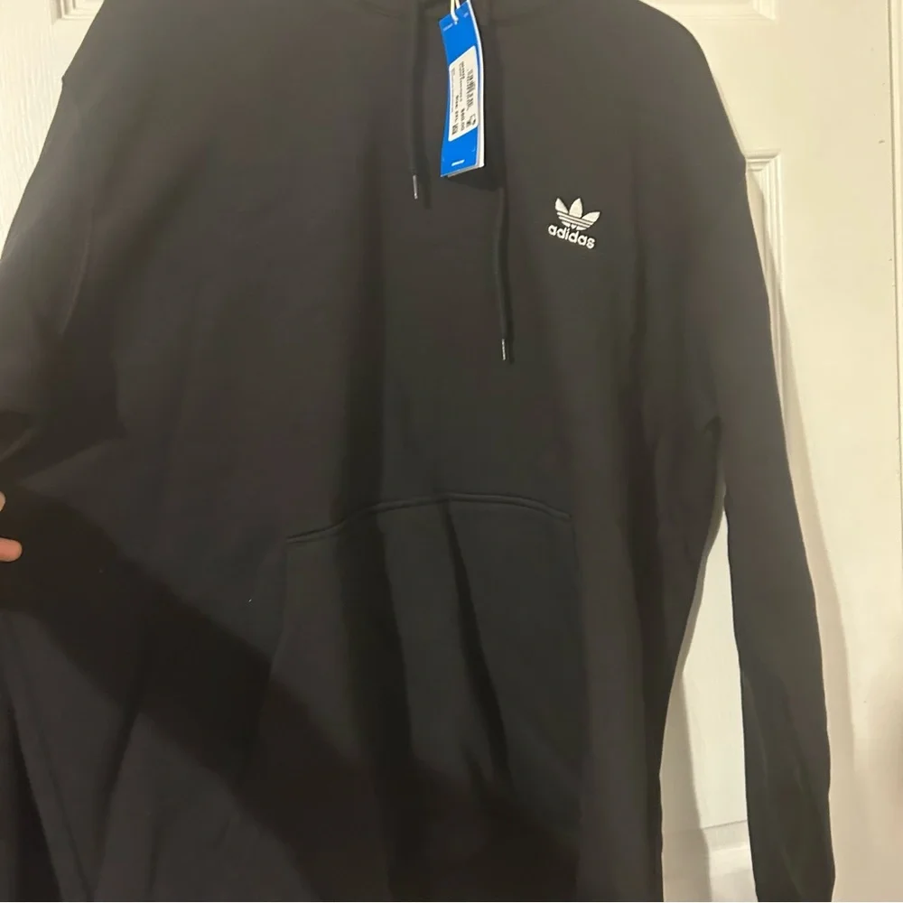 New adidas Originals Men's Trefoil Essentials Hoodie, Black, XX-Large